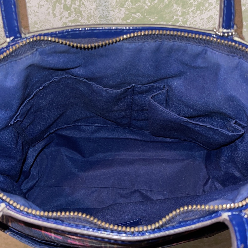 Vintage Coach Tartan Purple/Blue Plaid Shoulder Purse - Picture 6 of 9